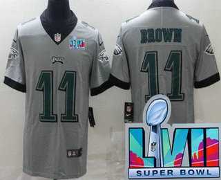 Men's Philadelphia Eagles #11 AJ Brown Limited Gray Inverted Super Bowl LVII Vapor Jersey,We sell and wholesale Men's Philadelphia Eagles #11 AJ Brown Limited Gray Inverted Super Bowl LVII Vapor Jersey on line form chian!